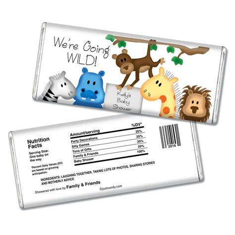 Personalized Baby Shower Candy Zoo Shower Chocolate Bar Wrapper