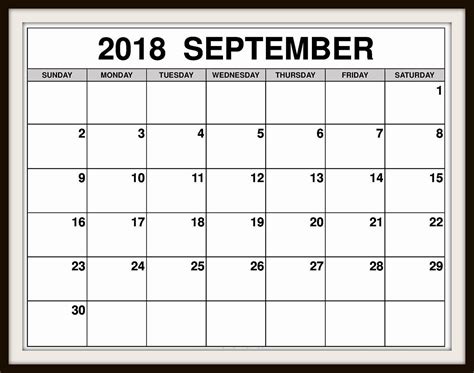 Printable September 2018 Calendar Usa Calendar Usa Calendar Word