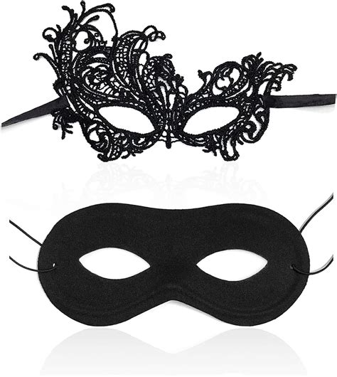 2 Pack Couple Prom Masks 1 Phoenix Pattern 1 Black Classic Style Lace Blindfold For Sexy