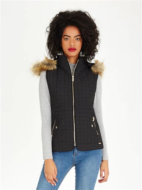 Sleeveless Puffer Jacket With Hood Black G Couture Jackets