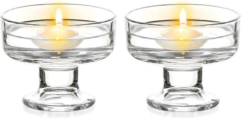 Nuptio 2 Pcs Tealight Candle Holder Glass Candle Holder For Floating Candles For