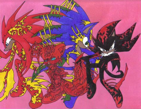 Demon Sonic Knuckles Tails Shadow By Miserystalkermoon On Deviantart