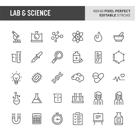 Conjunto De Iconos De Laboratorio Y Ciencia Vector Premium