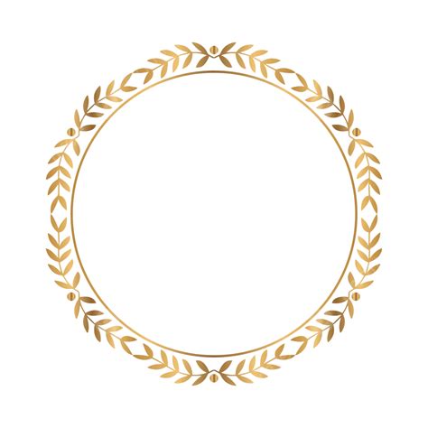 Golden Circle Frame With Luxury Leaves Design Vector Golden Leaves