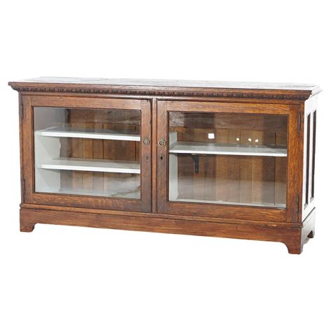 Antique Oak And Glass Country Store Display Cabinet By Sun Mfg Co