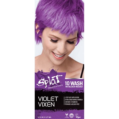Splat 10 Wash Violet Vixen Hair Color No Bleach Temporary Purple Hair