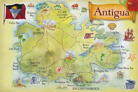 Postcard A La Carte Antigua And Barbuda Map Of Antigua