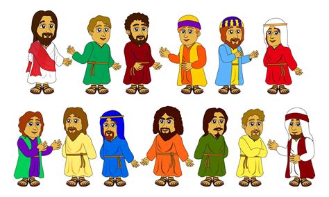 Personajes De Dibujos Animados De Jesús Y Sus Discípulos Excelentes