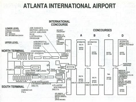 Aeroporto De Atlanta Mapa Terminal S Atlanta Airport Terminal S Mapa