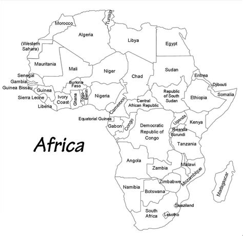 Free Labeled Map Of Africa Continent With Countries Capital Blank Sexiz Pix