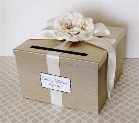 There are three easy ways to secure your card box at your reception. Wedding Card Box Champagne Gold Ivory Money Holder ...