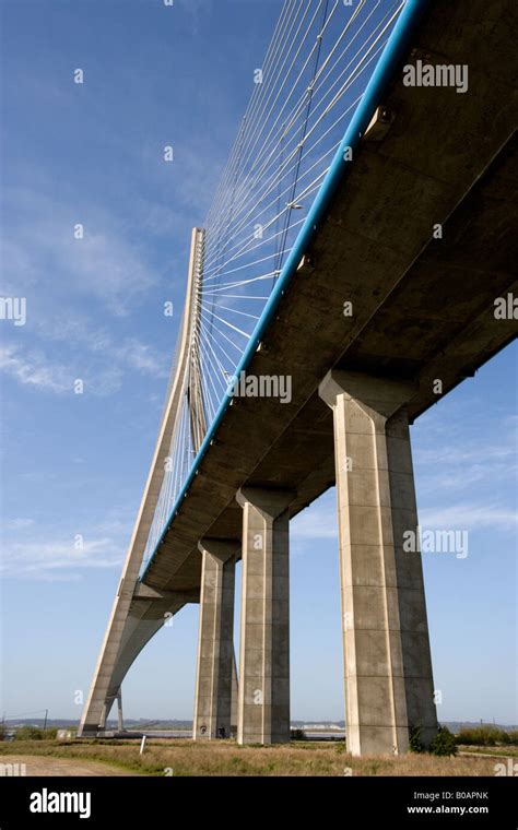 A French Toll Road Bridge Pont Du Normandie Cable Stayed Bridge Over