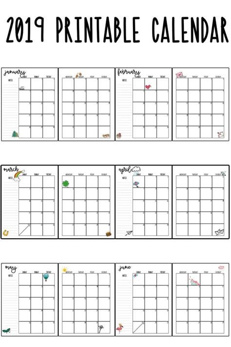 Year Planner Template 2019 2019 Printable Calendars Monthly With