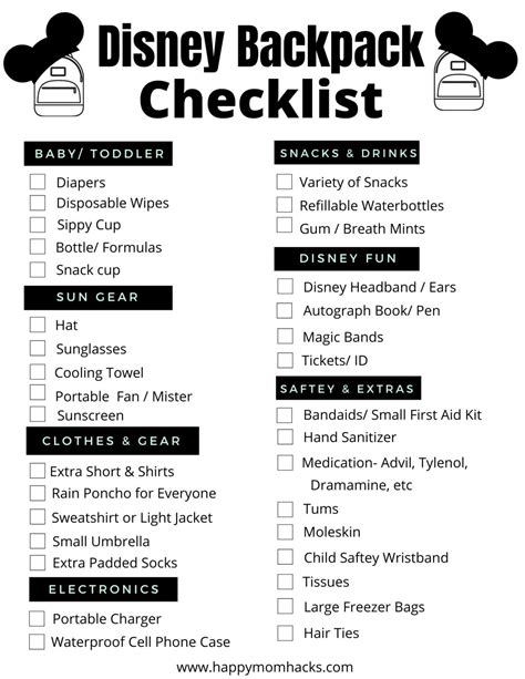 Ultimate Disney Packing List For Park Bags Free Printable Happy Mom Sexiezpicz Web Porn