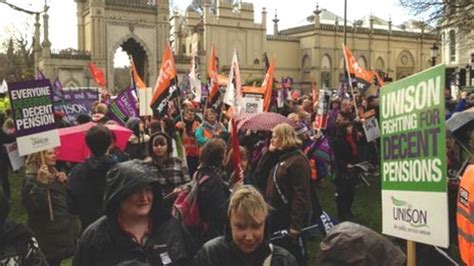 Thousands Take Part In Brighton Pension Strike Protest Bbc News