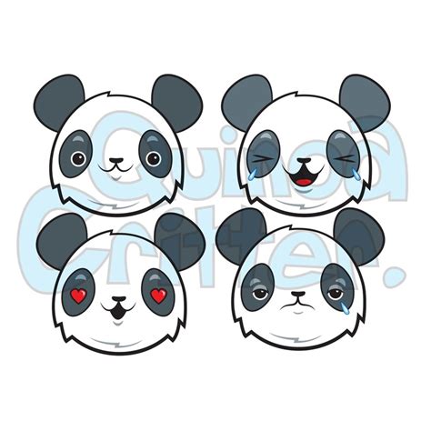 Panda Emoji Clipart Bundle Download Cute Emojis Cartoon Pandas Etsy