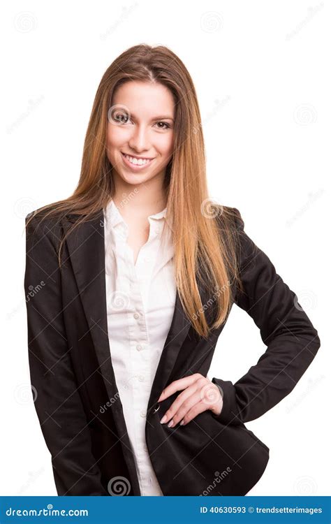 successful business woman looking confident and smiling stock image image of attractive