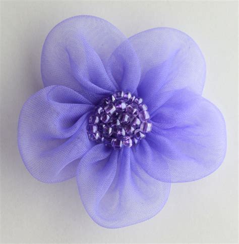5 pieces large organza flowers sew on appliques size 2 colour purple 2 flores bordadas