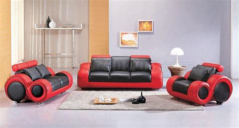 Two Tone Black And White Leather 3pc Modern Living Room Set