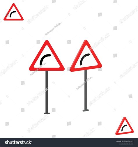 Dangerous Bend Right Traffic Sign 3d Stock Vector Royalty Free
