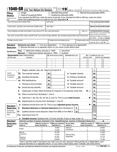 Printable Form 1040 Sr Printable Forms Free Online