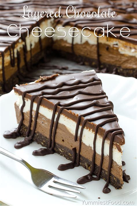 Layered Chocolate Cheesecake With Oreo Crust No Bake Recipe From Yummiest Food Cookbook