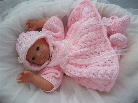 Baby Knitting Pattern Dk 28 To Knit Girls Dress Bonnet