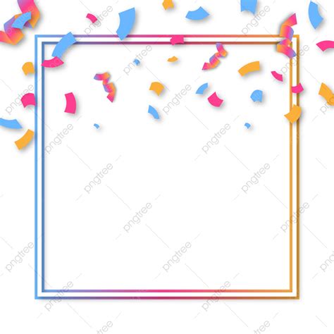 Gambar Bingkai Persegi Perayaan Warna Warni Dengan Confetti Penuh
