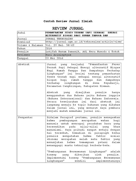 Artikel jurnal, jurnal pendidikan dan sains edit. Contoh Review Jurnal Ilmiah.docx