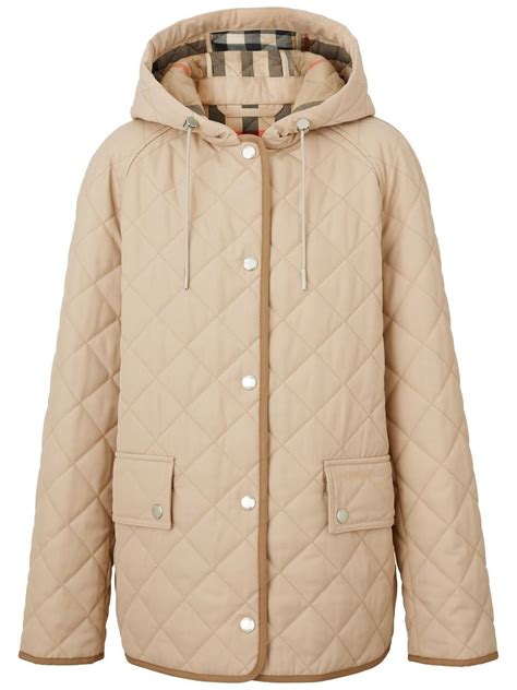 Burberry Diamond Quilted Hooded Jacket In Neutrals Modesens