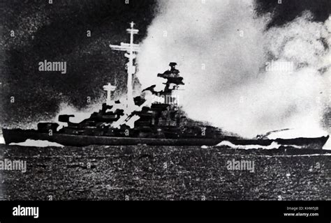 Photograph Taken During The Sinking Of The Battleship Bismarck A