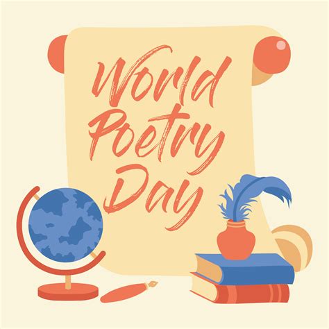 Hand Lettering Calligraphy World Poetry Day Vector Illustration