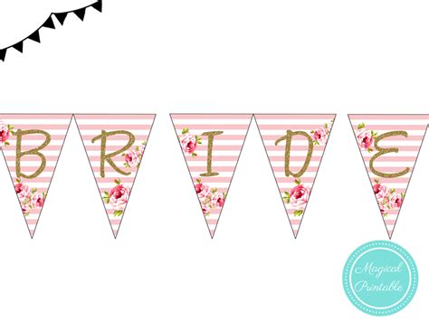 Pink Stripes Bride Banner Magical Printable