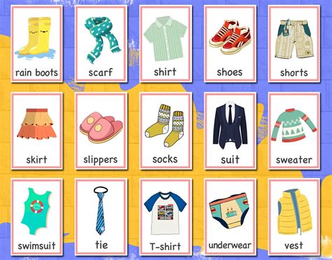 25pcs Clothes Kids Montessori English Word Pocket Flash Cards Game