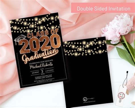 Class Of 2020 Copper Graduation Invitation Printable Template Black