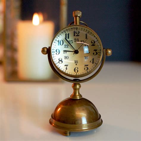 Vintage Antique Round Brass Gold Desk Clock By Made With Love Designs