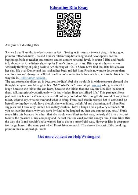 Educating Rita Essay | PDF