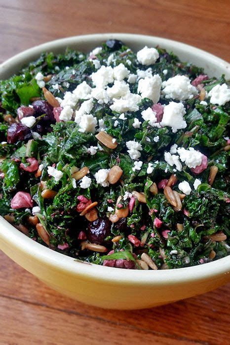 Kale And Blueberry Salad With Feta And Sunflower Seeds Yummy Recipes
