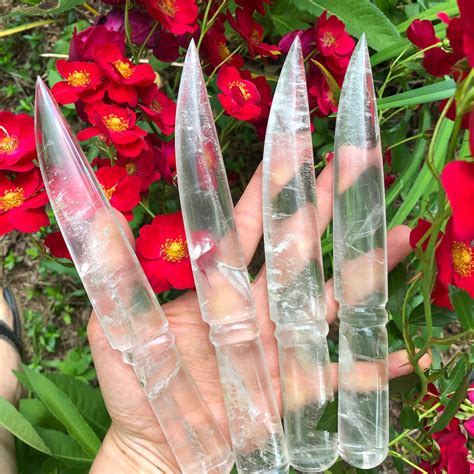 Hand Carved Clear Quartz Crystal Sword Knife Dagger Athame Etsy