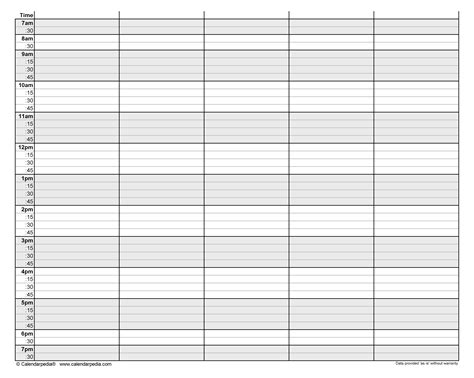 Free Printable Weekly Hourly Daily Planner Student Handouts Hourly
