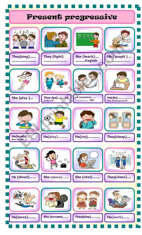 Present Progressive ESL Worksheet By Naoura