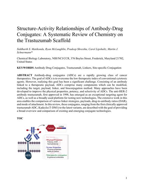 Pdf Structure Activity Relationships Of Antibody Drug Conjugates A