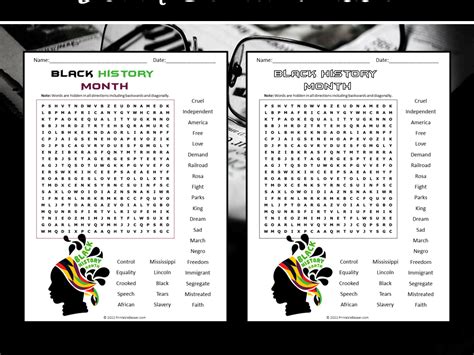 Black History Month Word Search Puzzle Teaching Resources