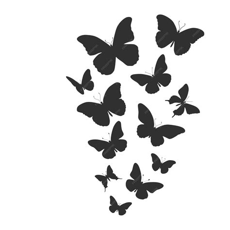 Silhouettes De Papillons Volants Ensemble De Silhouettes De Papillons