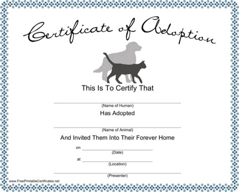 Download Dog Adoption Certificate Template For Free Formtemplate