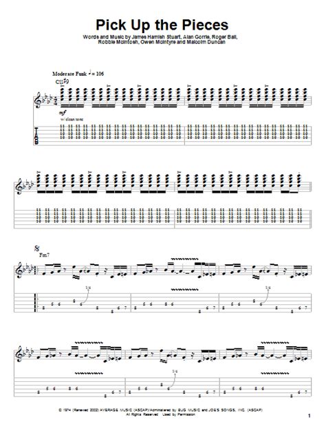 Pick Up The Pieces Sheet Music Average White Band Guitar Tab Play Along