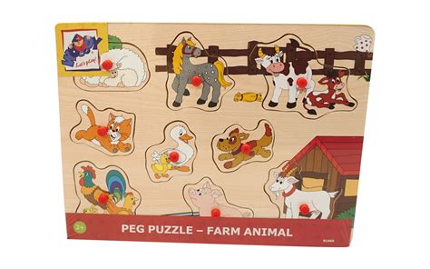 Lesene puzzle v obliki domačih živali, Woody, 9 kosov | UNIKASHOP