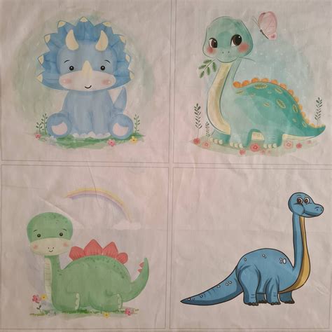 Dinosaur Fabric Panels For Quilting Baby Dino Print Fabric Etsy