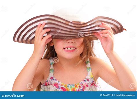 Beautiful Little Girl In A Big Hat Stock Image Image Of Attractive