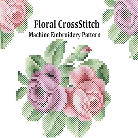 Purple Rose Cross Stitch Pattern Etsy